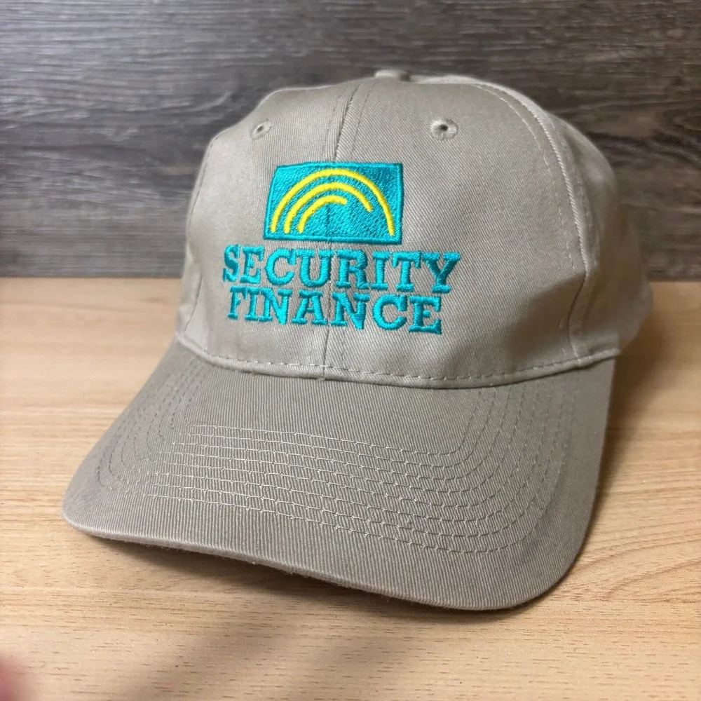 Security Finance Hat‎ Cap Strap Back Beige Brown Adjustable